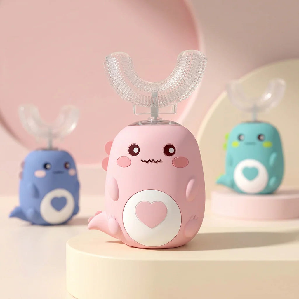 Children U-shaped Electric Toothbrush 360 Degrees Smart Cartoon Kids silicone Toothbrush Automatic Rechargeable Sonic Toothbrush