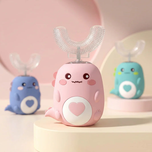 Children U-shaped Electric Toothbrush 360 Degrees Smart Cartoon Kids silicone Toothbrush Automatic Rechargeable Sonic Toothbrush