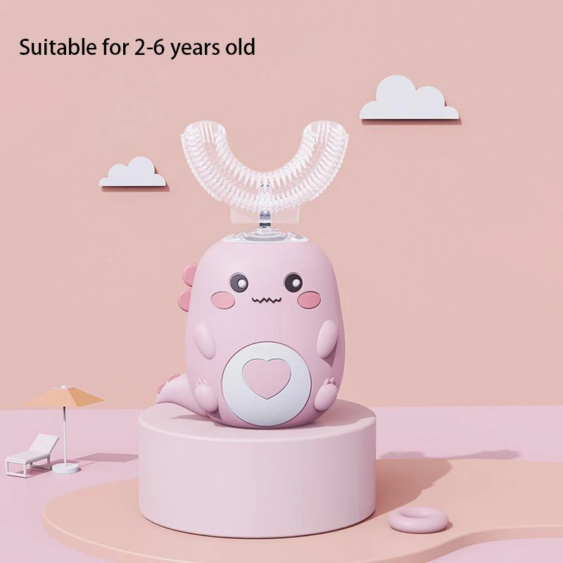 Children U-shaped Electric Toothbrush 360 Degrees Smart Cartoon Kids silicone Toothbrush Automatic Rechargeable Sonic Toothbrush